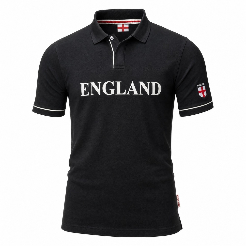 England National Team Polo Shirt Mens XL Black Soccer Football St Georges Cross